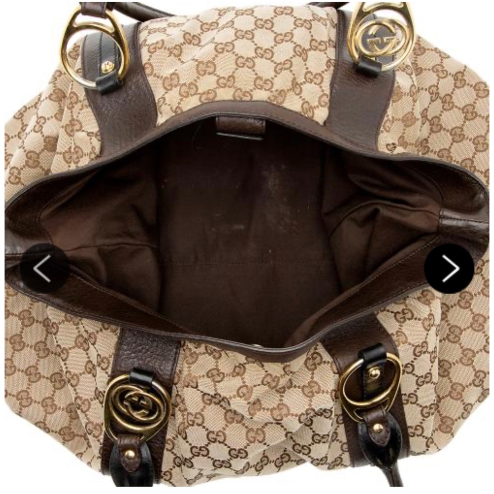 Gucci interlocking tote bag duffle medium large brown travel canvas d - Picture 6 of 14